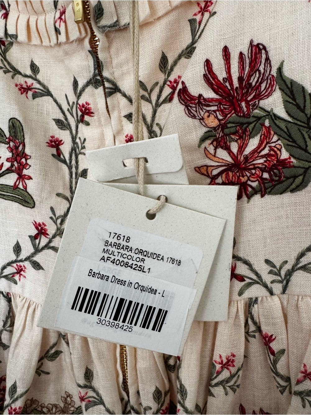 Agua by Agua Bendita Barbara Floral Hand Embroidered linen Maxi Dress NWT - Picture 2 of 9